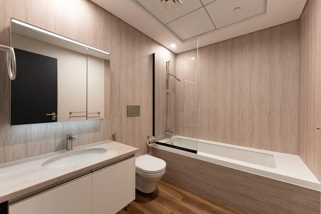 Bathroom cabinet wrapping design
